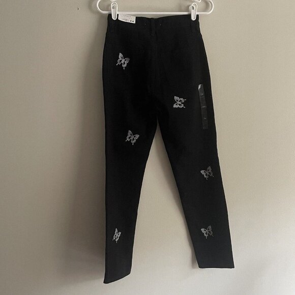 PacSun Womn 24 Rhinestone Butterfly Y2K 90s Grunge Ultra High Rise Slim Jean NWT - Picture 7 of 12